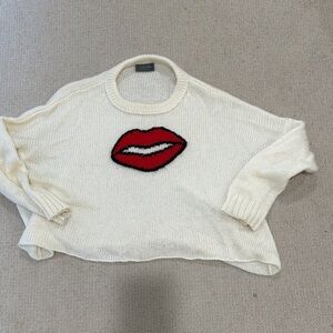 Wooden ships Sweater with Red Lips Design size medium large